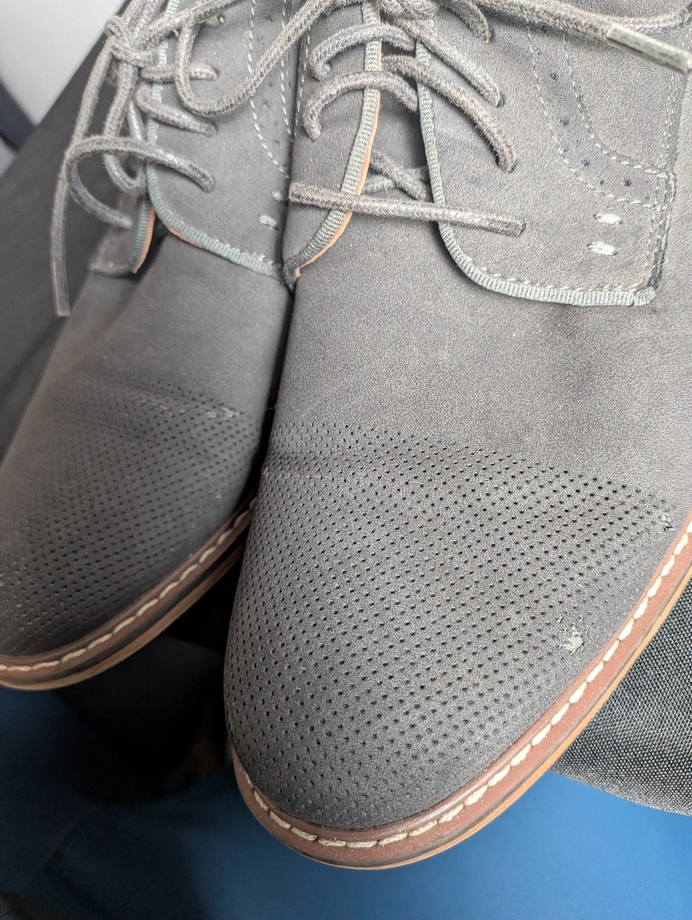 Steve Madden Alk Gray Suede Dress Shoes Men's Derby Oxfords Sz 9.5 - Picture 7 of 11